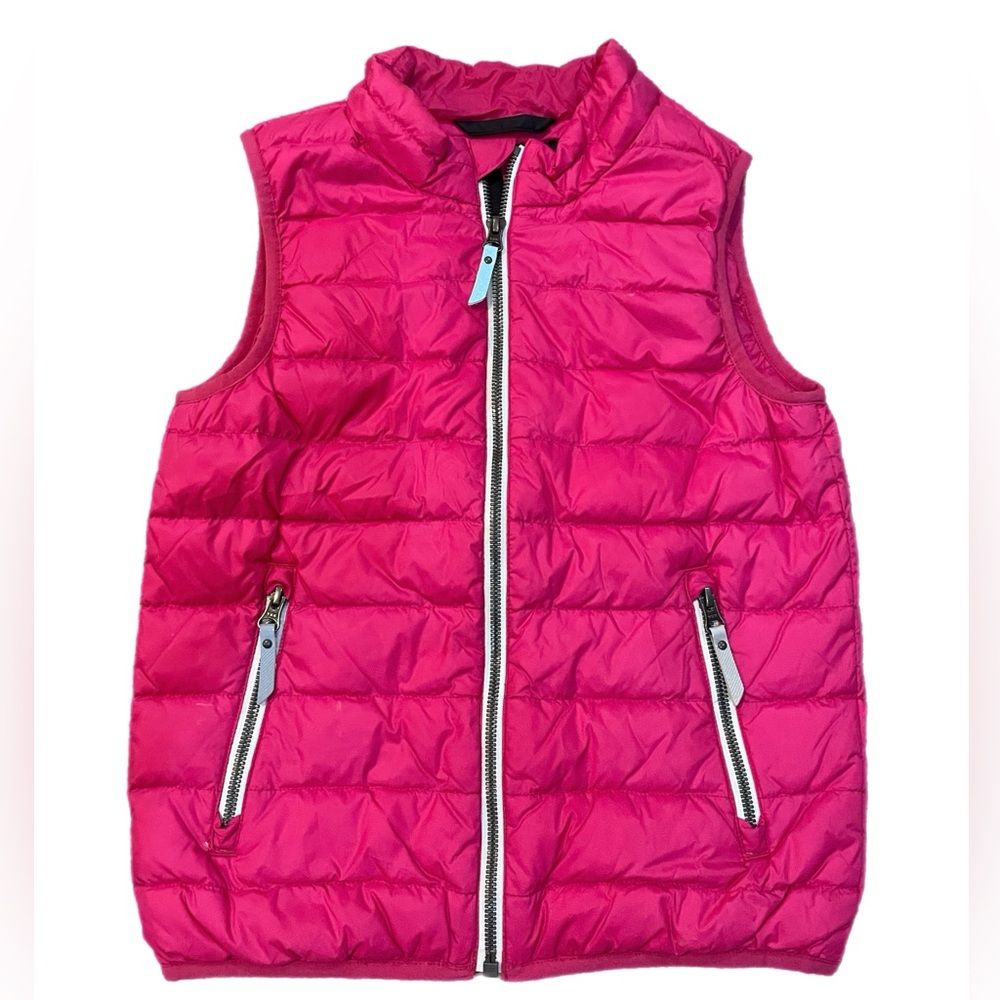 Hanna Andersson Girls Puffer Down Vest Hot Pink Zippered Pockets US 8 130cm
